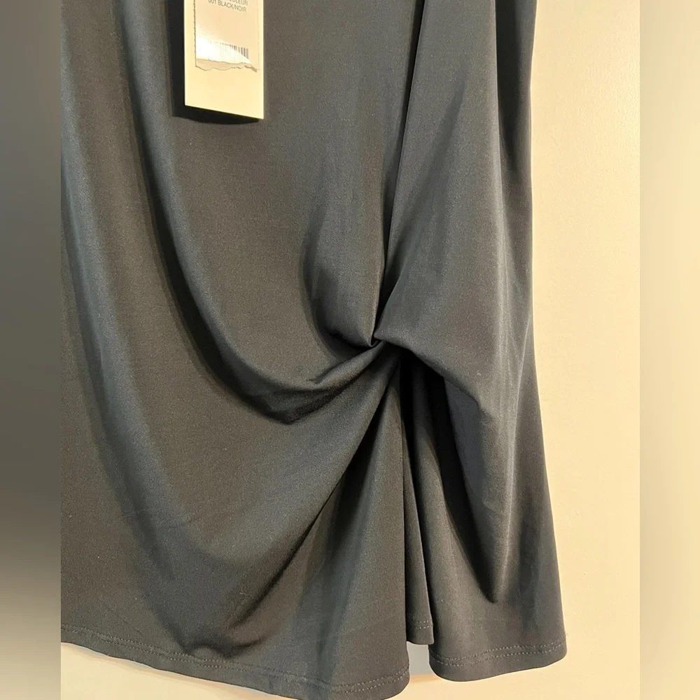 Halston Side Twist Knot Top Womens Medium Black NWT Cap Sleeve